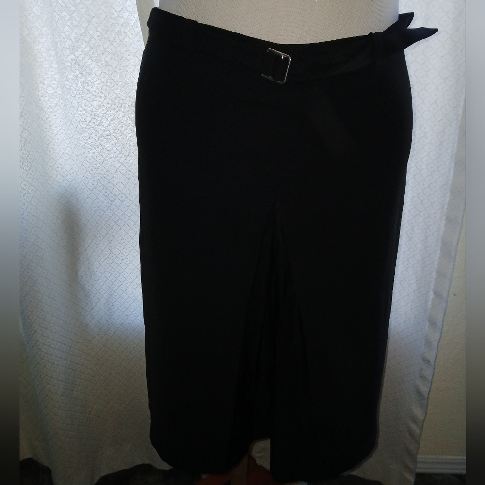 NWT  Bruuns Bazaar Elegant Black Skirt with Buckle Belt Detail Zipper Closure
